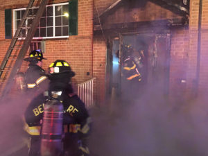 Fire broke out in vacant apartment building in the 1300 block of Maple Ave. in Elsmere. (Photo: Delaware Free News)