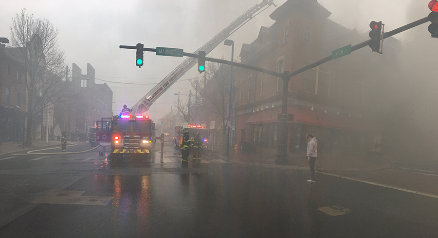 Fire rages in 400 block of N. Market St. in Wilmington (Photo: Delaware Free News)_