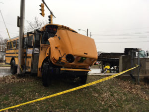 Christina school bus and dump truck collided at D and South Heald streets in Wilmington. (Photo: Delaware Free News)