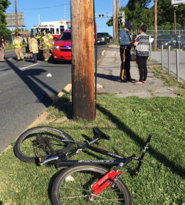 Bicyclist and minivan collided in 3400 block of Lancaster Pike. (Photo: Delaware Free News)