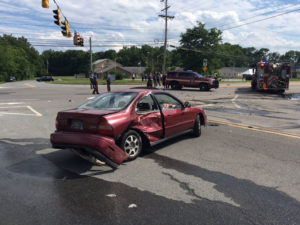 Motorcycle and car collided on Old Baltimore Pike at Albe Drive/Deer Run Drive intersection. (Photo: Delaware Free News)