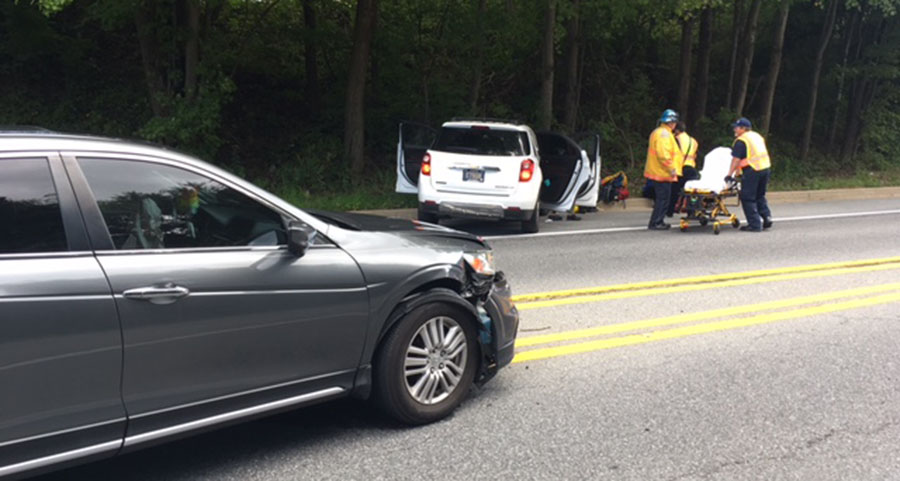 Two vehicles were involved in crash on New Linden Hill Road in Pike Creek. (Photo: Delaware Free News)