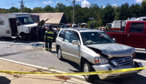 Four vehicles were involved in chain-reaction crash on South College Avenue south of Welsh Tract Road. (Photo: Delaware Free News)