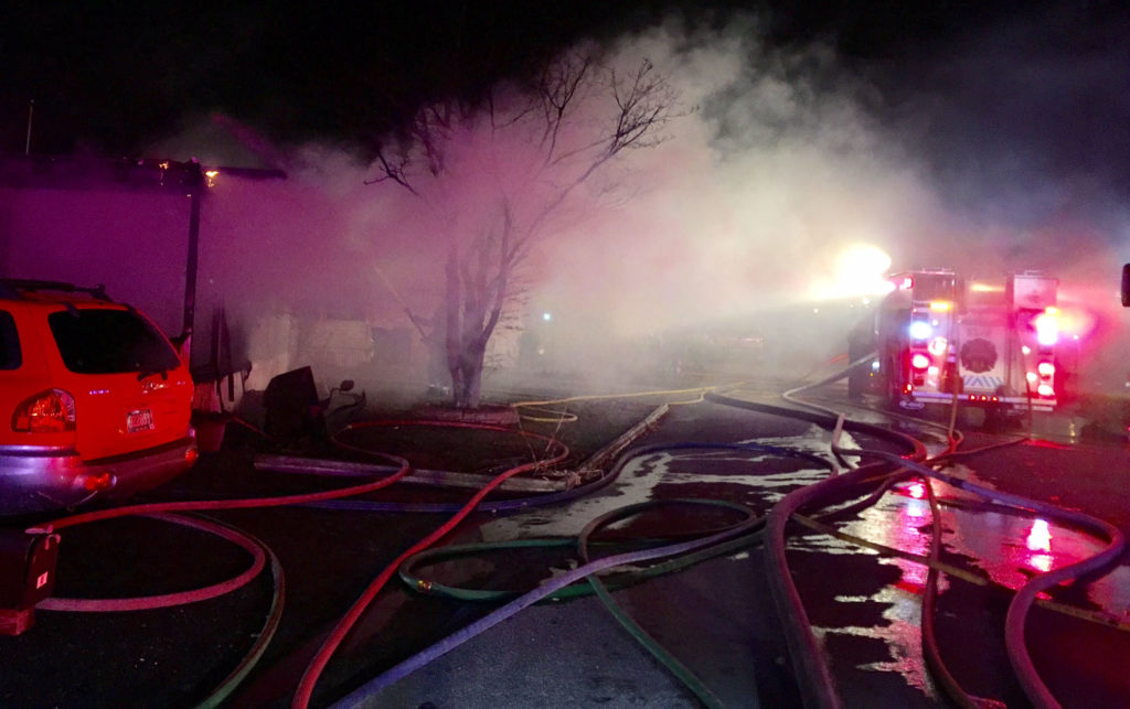 Fire broke out in the 900 block of Tenth Ave. in the Murray Manor Trailer Park. (Photo: Delaware Free News)