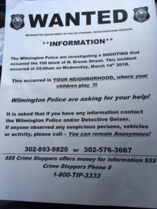 Wilmington police solicited tips from neighbors after man was shot to death in 100 block of N. Broom St. (Photo: Delaware Free News)