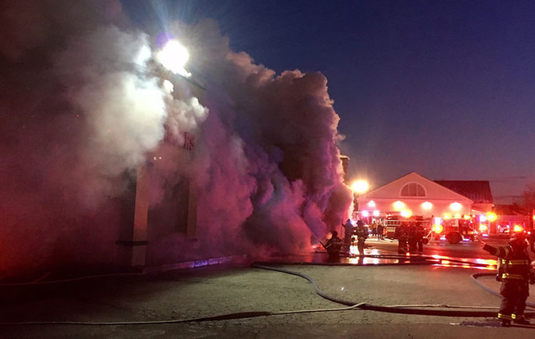 Fire heavily damaged the Dollar Tree store in Beaver Brook Plaza near New Castle. (Photo: Delaware Free News)