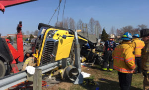 Driver of truck was seriously injured in crash on northbound Interstate 295 ramp to southbound New Castle Avenue (Route 9). (Photo: Delaware Free News)
