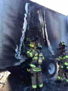 Tractor-trailer caught fire on Route 7 (Limestone Road). (Photo: Delaware Free News)