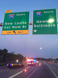Scene of fatal crash on Interstate 495 ramp onto northbound I-295 near New Castle. (Photo: Delaware Free News)