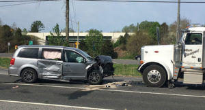 Two drivers were injured in three-vehicle crash on U.S. 13 east of Townsend. (Photo: Delaware Free News)