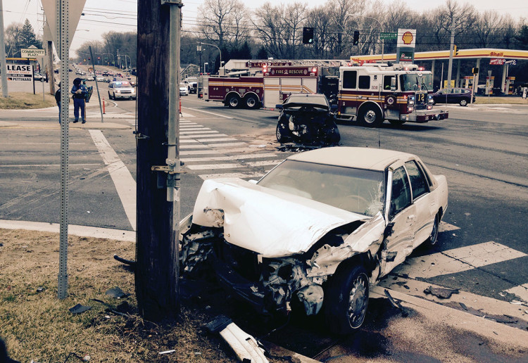 Accident scene on Route 273 near New Castle